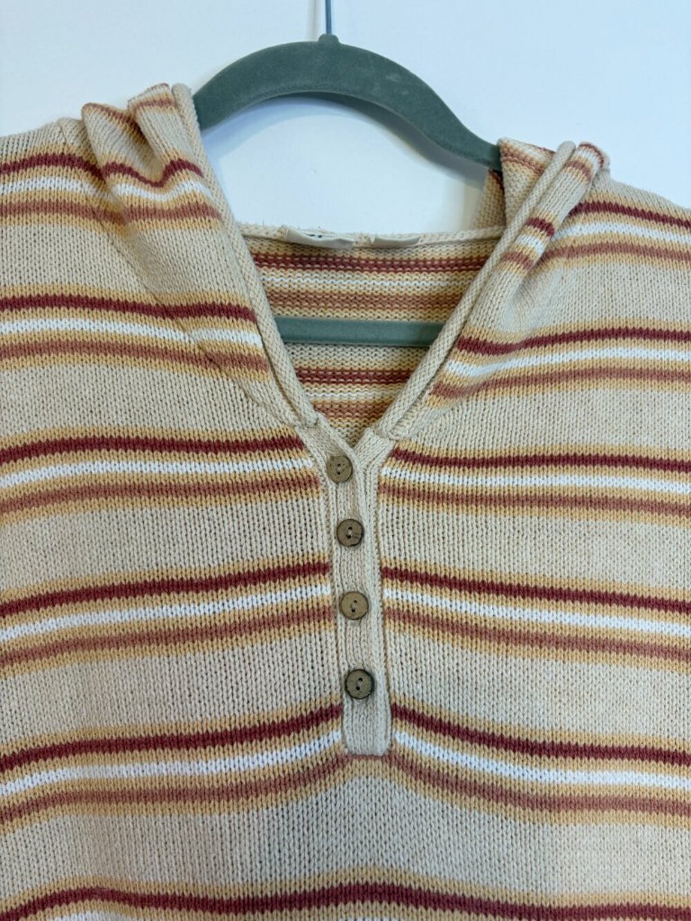Roxy Side Swipe Poncho Hoodie In The Tapioca Retro Rays Stripe Colorway - Picture 3 of 6